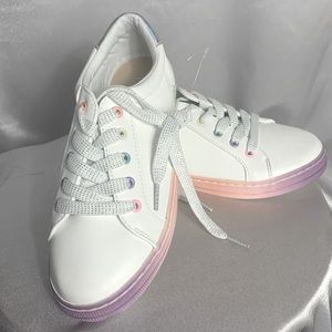 💕 Girls Rainbow Ombre Faux Leather Sneakers